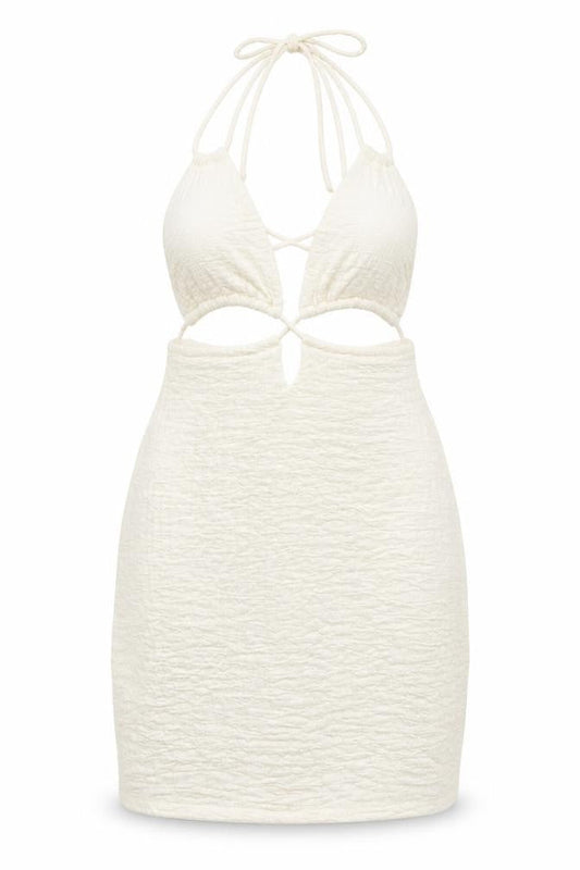 Pull&Bear Women's Ivory Dress Size 8, Halter, Sleeveless