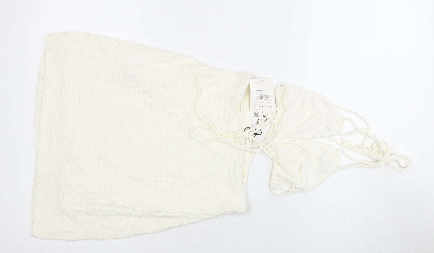 Pull&Bear Women's Ivory Dress Size 8, Halter, Sleeveless