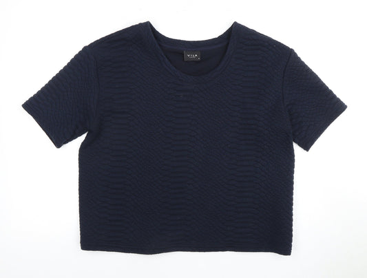 Vila Women's Blue Cropped T-Shirt, Size M