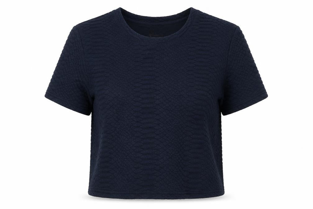 Vila Women's Blue Cropped T-Shirt, Size M