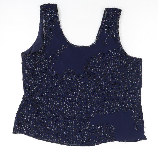 Spicy Women's Blue Beaded Tank Top, Size 18