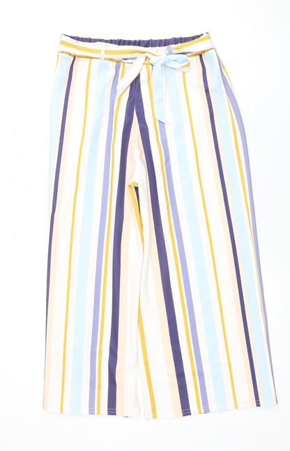 New Womens Look Striped Cropped Trousers, Multicoloured, Size L