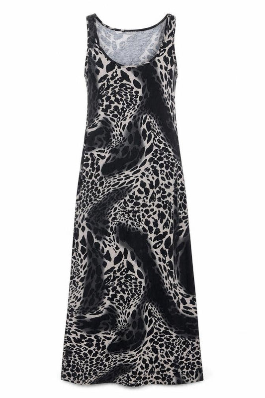 Select Women's Multicoloured Sleeveless Animal Print Dress