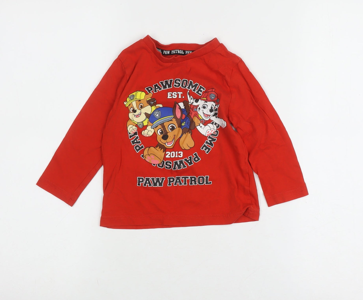 Boys Paw Patrol Red T-Shirt, Long Sleeve, Size 12-18M