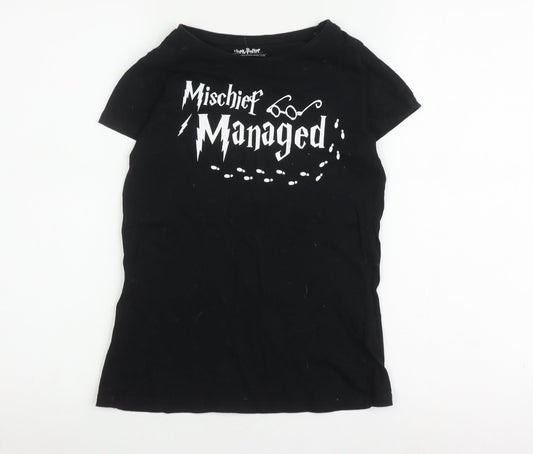 Harry Potter Unisex Kids Black Mischief Managed T-Shirt, 6 Years