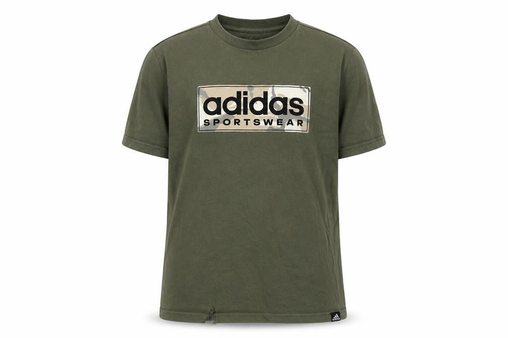 Adidas Boys Green T-Shirt, Size 13-14, Graphic Logo, Casual