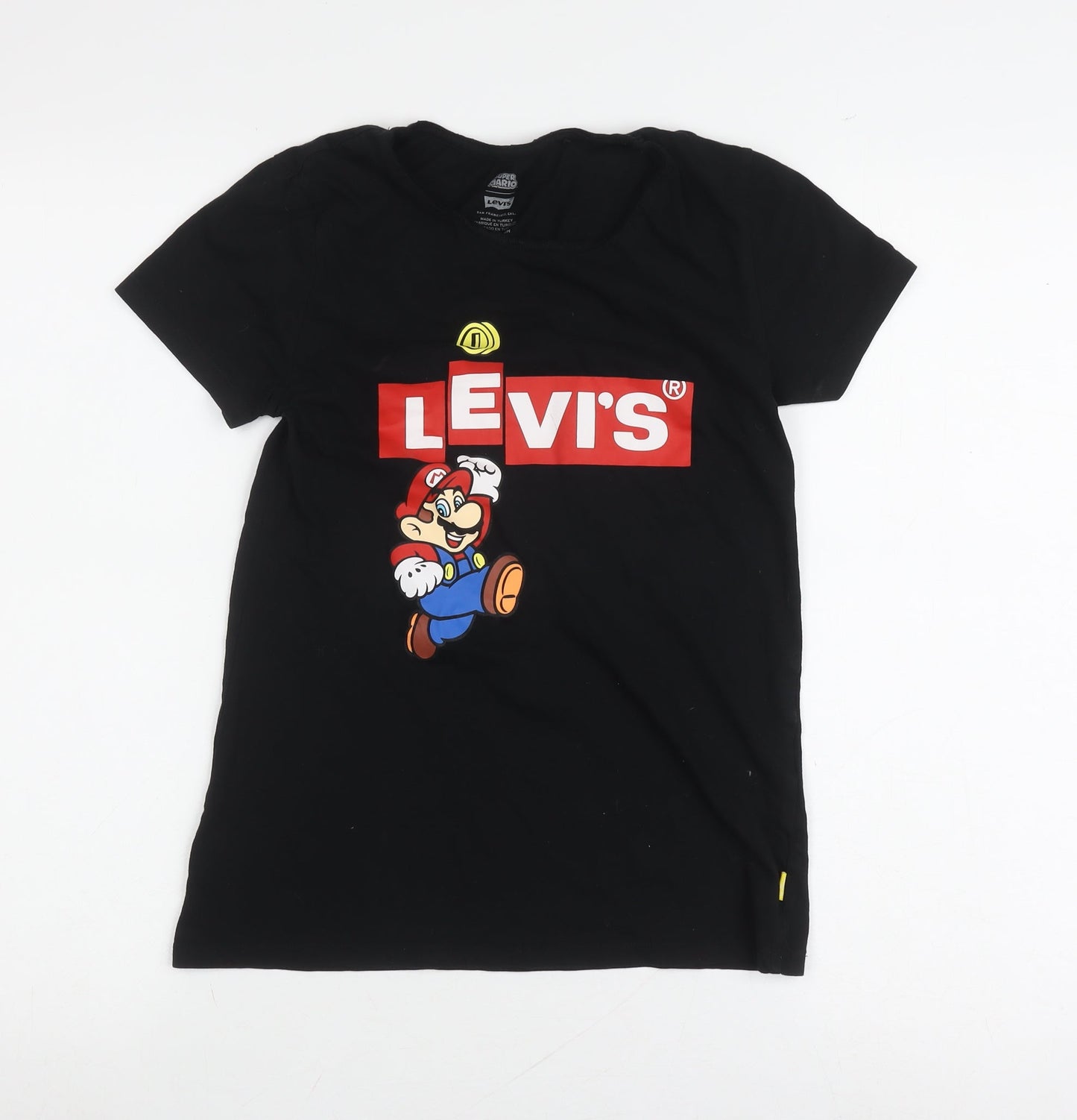 Levi's Boys Black Super Mario T-Shirt Size 2XS Graphic Print