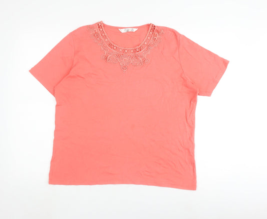 Honor Millburn Women's Pink Embroidered T-Shirt L