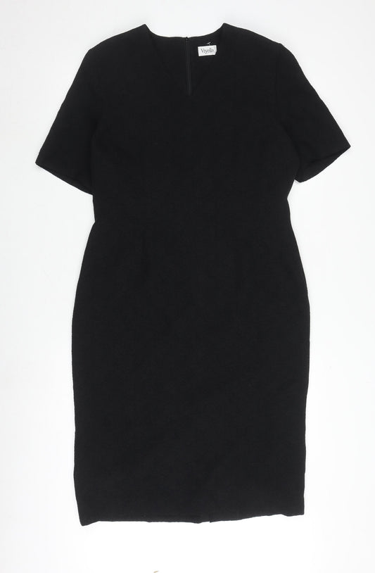 Viyella Black Women's Dress UK 12, V-Neck, Half Sleeve
