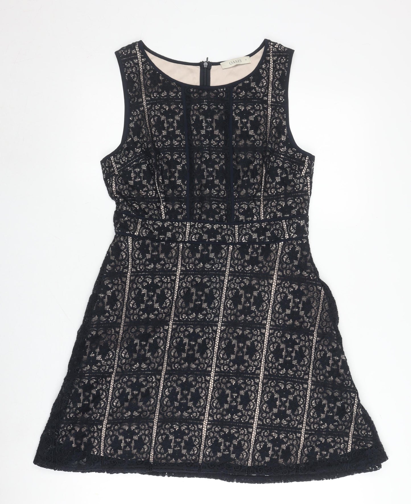 Oasis Women's Black A-Line Lace Dress, M