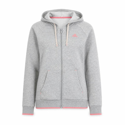 Front view of Adidas Women's Grey Full Zip Hoodie XS Lightweight