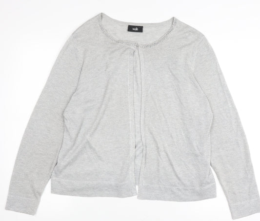 Wallis Women's Grey Cardigan Size L Crew Neck