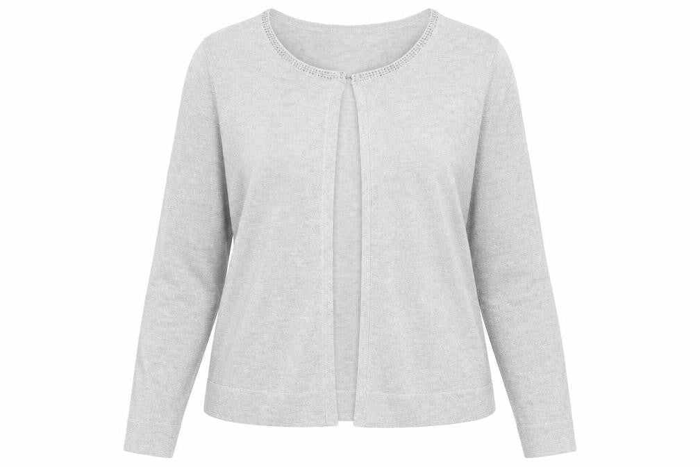 Wallis Women's Grey Cardigan Size L Crew Neck