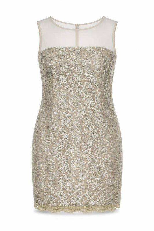 Coast Women's Beige Sleeveless Lace Dress Size 18