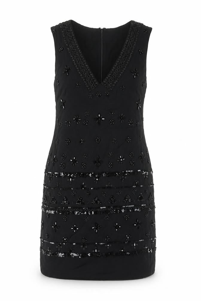 French Connection Women's Black Beaded Dress Size 12