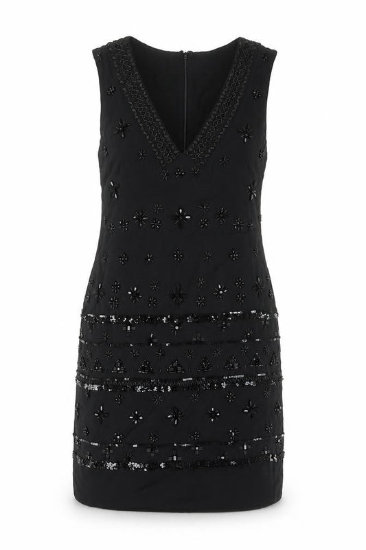 French Connection Women's Black Beaded Dress Size 12