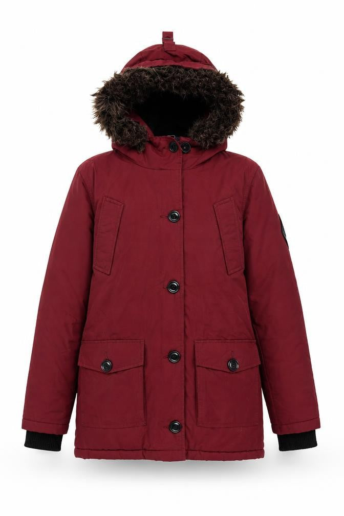 Superdry Women's Red Parka Coat XS