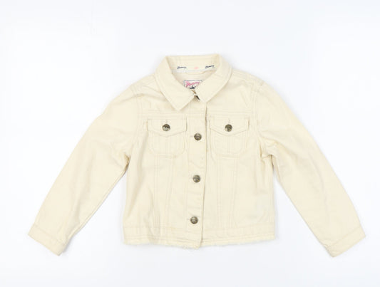 Mantary Girls Beige Denim Jacket, Size 7, Cotton