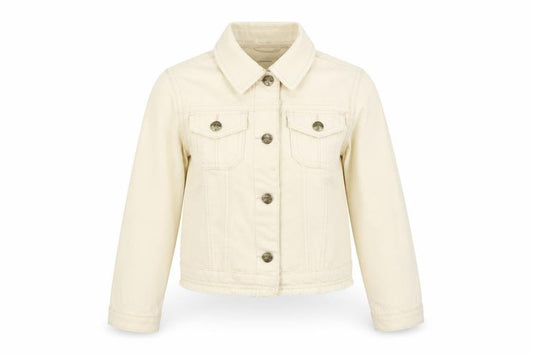 Mantary Girls Beige Denim Jacket, Size 7, Cotton