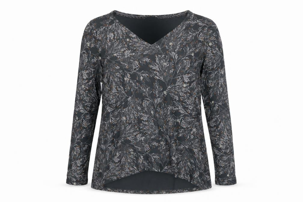 White Stuff Women's Grey Floral Tunic Top Size 12