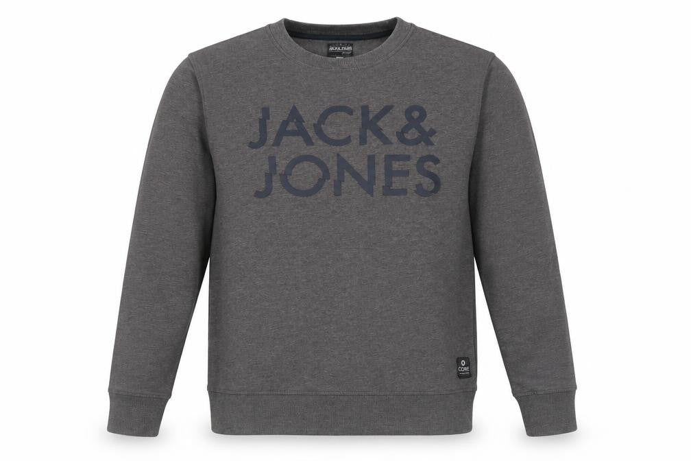 Jack & Jones Men's Grey Graphic Pullover Sweatshirt L