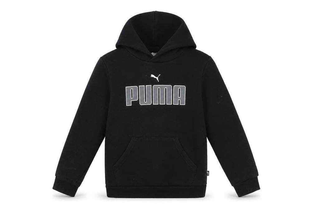 Puma Boys Black Pullover Hoodie 9-10 Years with Logo Print