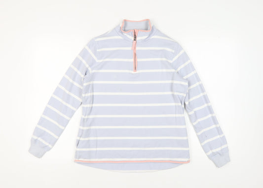 WoolOvers Women's Blue Striped Henley Sweatshirt S