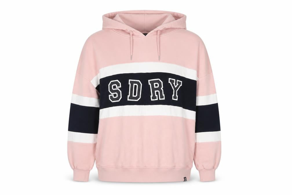 Superdry Women's Pink Pullover Hoodie, XS, Colourblock