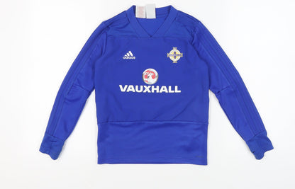 Additional front view of Adidas boys’ blue long sleeve football t-shirt 9-10y