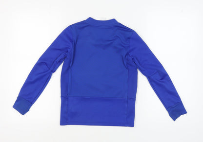 Back view of Adidas boys’ blue long sleeve football t-shirt 9-10y