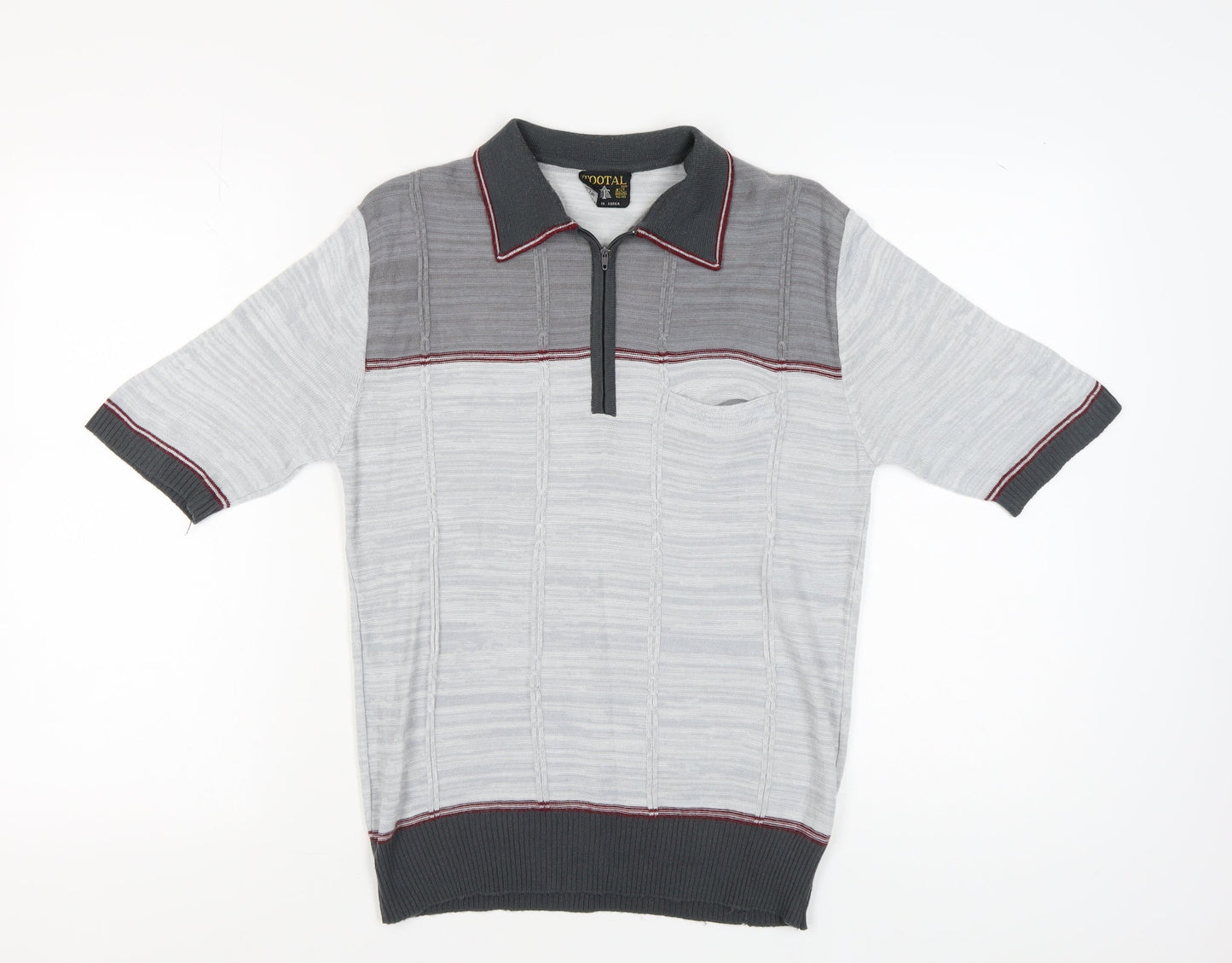 Tootal Men's Grey Collared Full Zip Jumper Size L