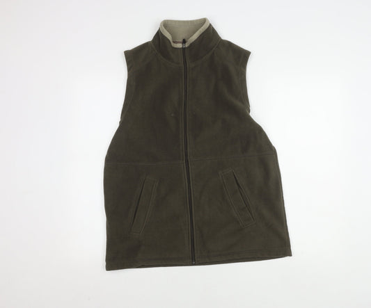 EWM Men's Green Fleece Waistcoat S Stand-Up Collar