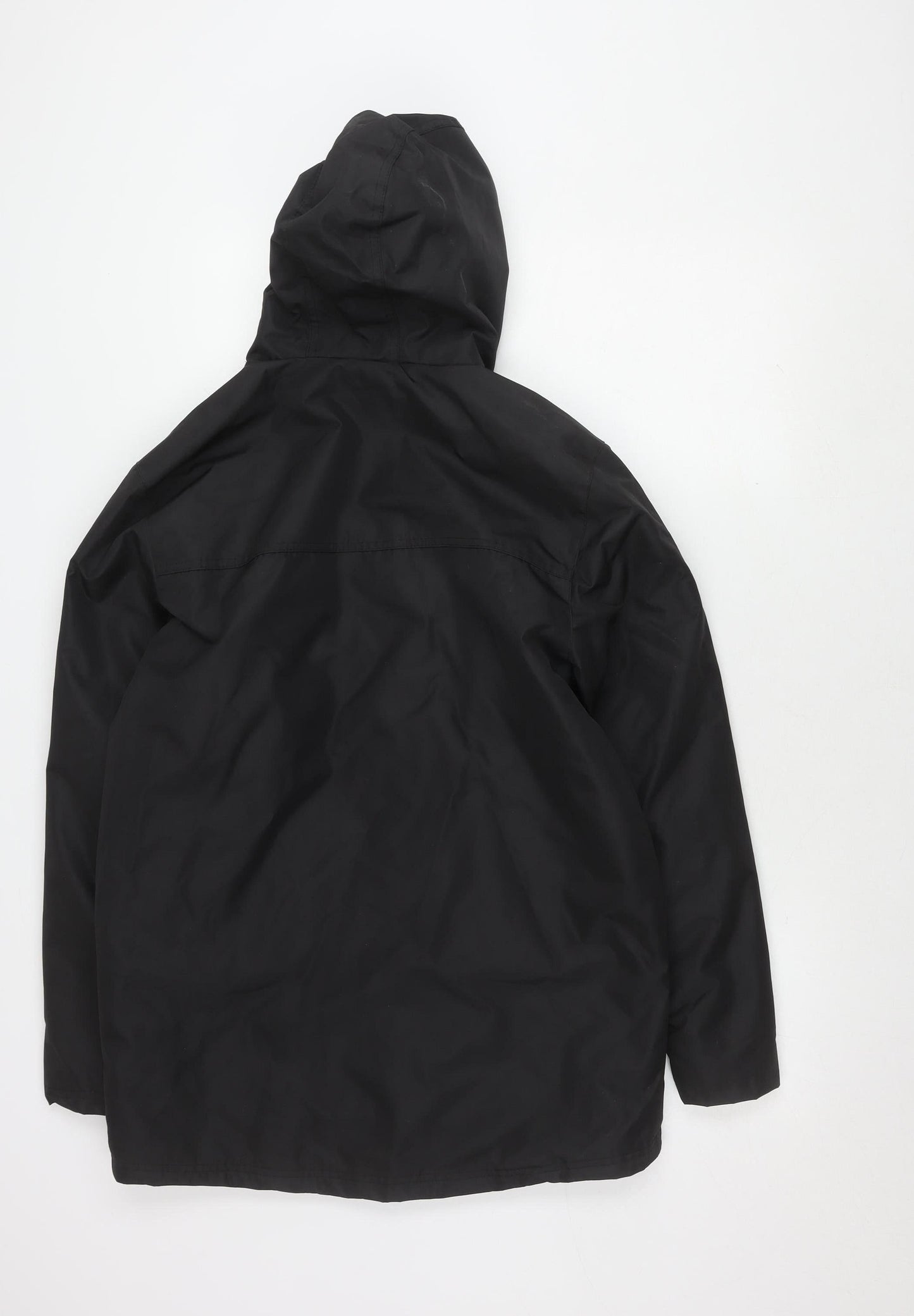Fabric Men's Black Rain Coat Jacket - S, Hooded, Casual