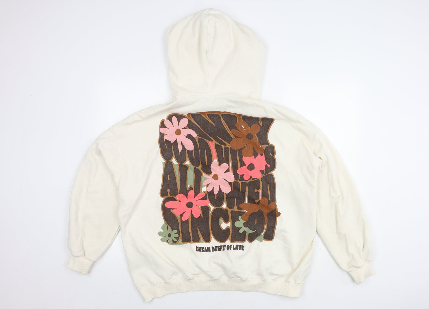 Pull&Bear Ivory Teen Graphic Hoodie L