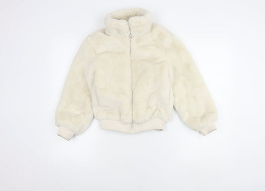 H&M Girls Ivory Bomber Jacket Size 11 Years