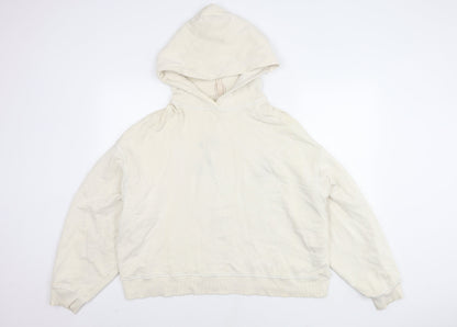 H&M Womens Ivory Medium Cotton Hoodie Pullover