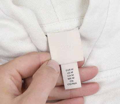 H&M Womens Ivory Medium Cotton Hoodie Pullover