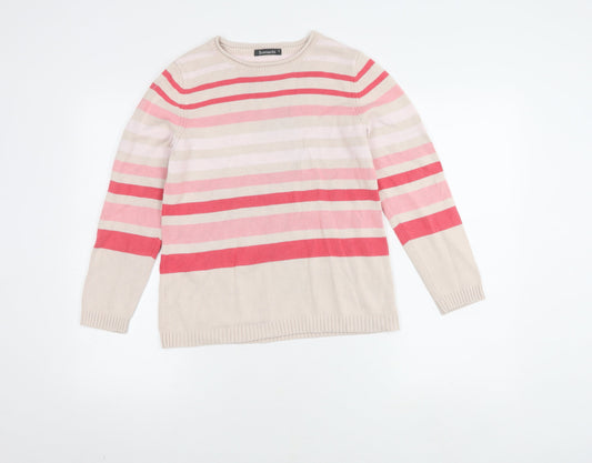 Bonmarché Womens Beige Multicoloured Striped Pullover S