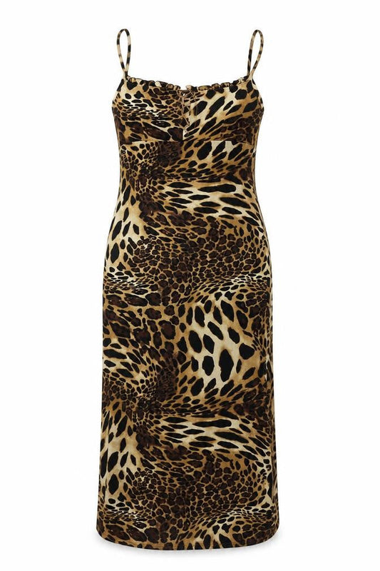 Dorothy Perkins Women's Brown Animal Print Dress, UK 12