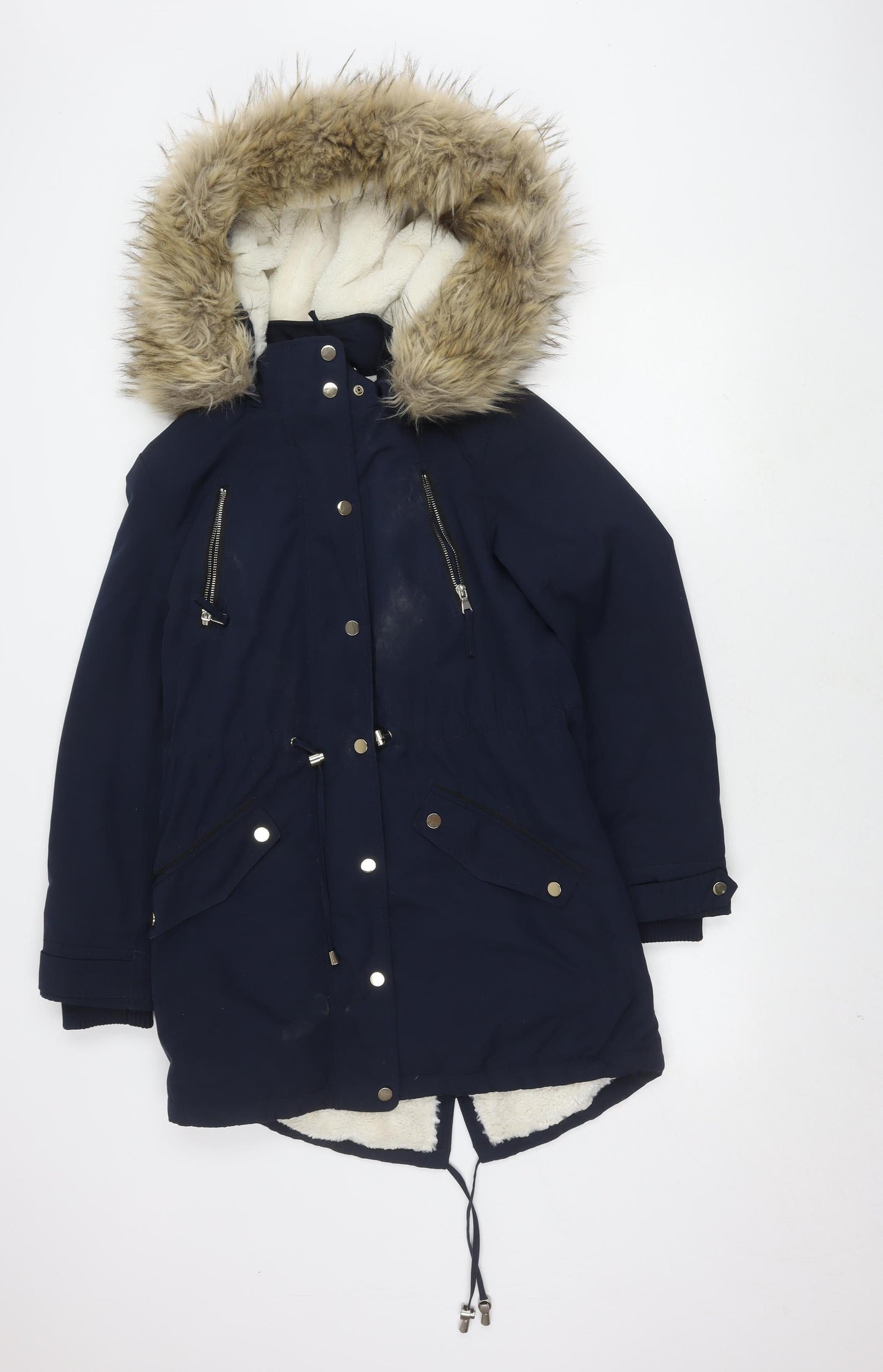 Miss Selfridge Women's Blue Parka Coat Size 10