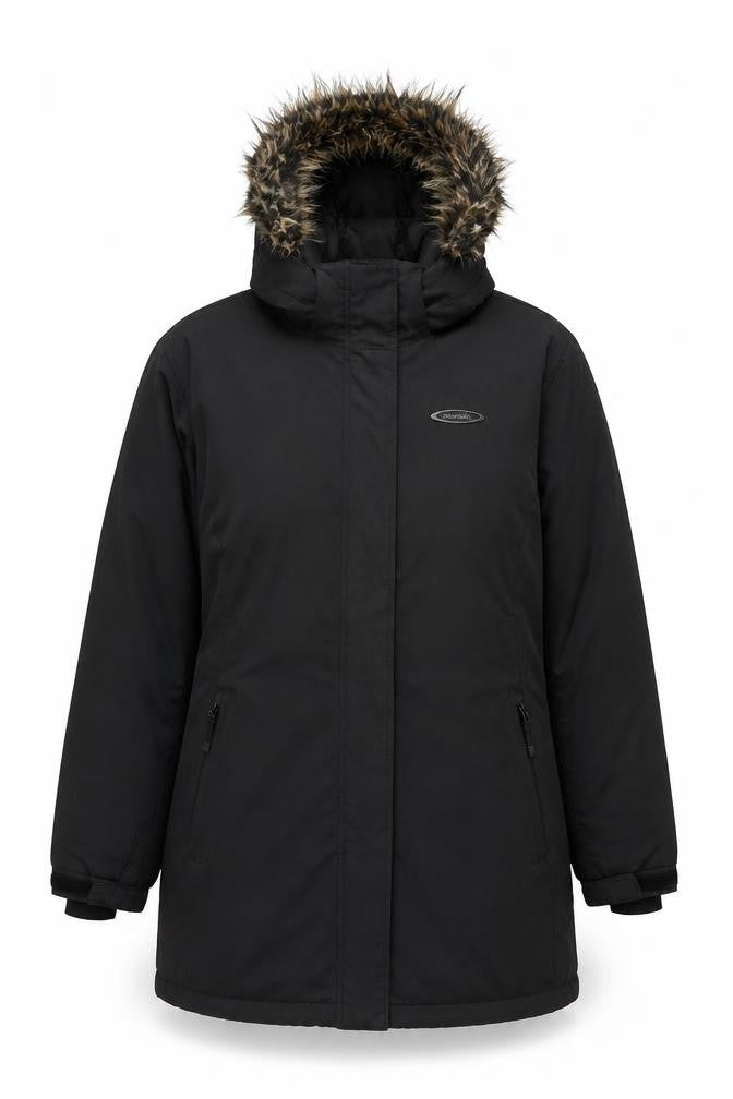 Mountain Life Women's Black Parka Jacket, Size 14, Waterproof