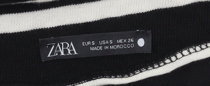 Zara Women's Striped Black Asymmetrical Top Size S