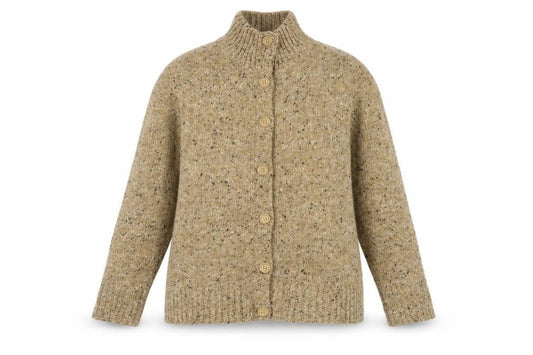 Damart Beige Women's L High Neck Cardigan