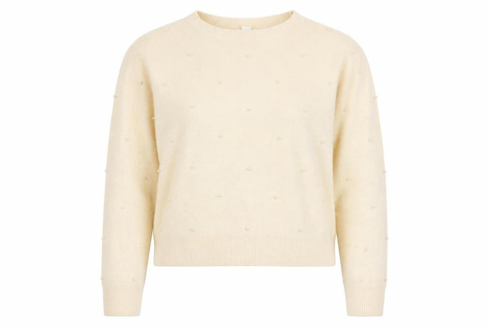 H&M Women’s Ivory Beaded Pullover Jumper S