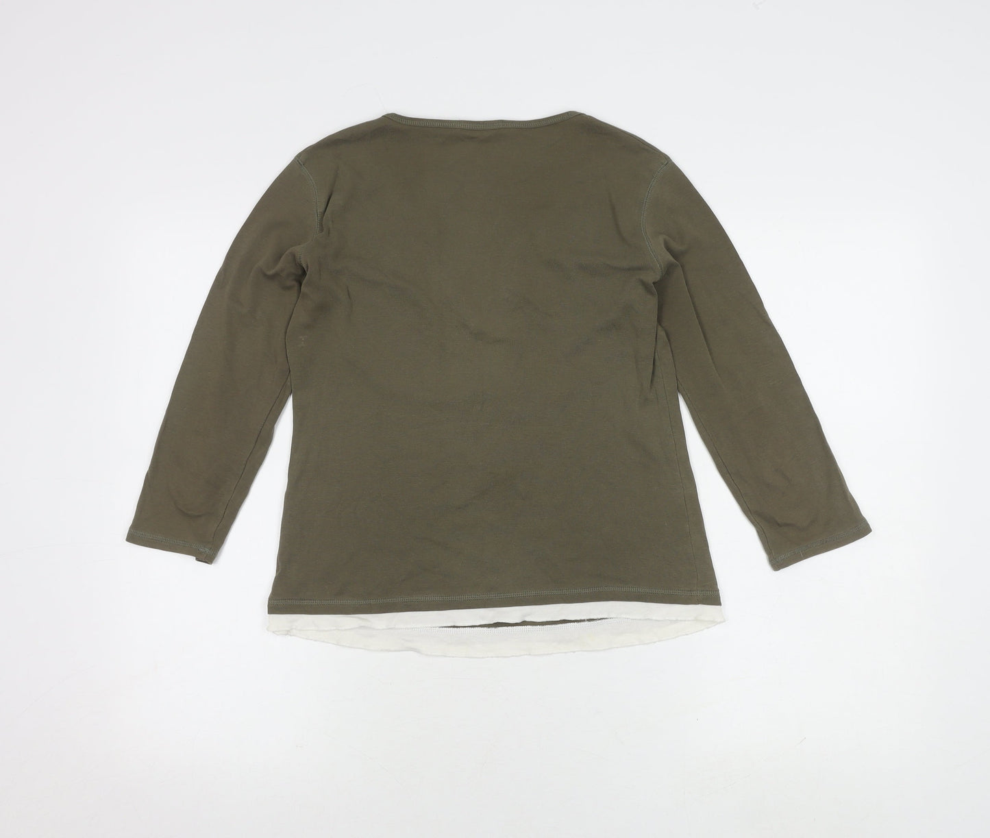 Marks and Spencer Women’s Green 3/4 Sleeve Henley - Size 12