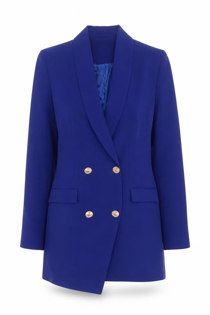 PrettyLittleThing Women's Blue Double-Breasted Blazer