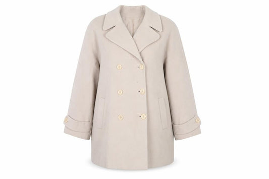 Selective Women's Beige Wool Blend Pea Coat Size 18