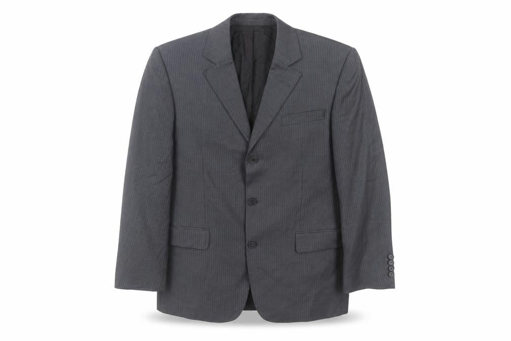 Jaeger Men's Grey Wool Striped Suit Jacket, 38S
