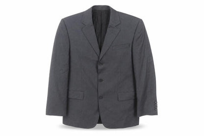 Front view of Jaeger Men's Grey Wool Striped Suit Jacket, 38S