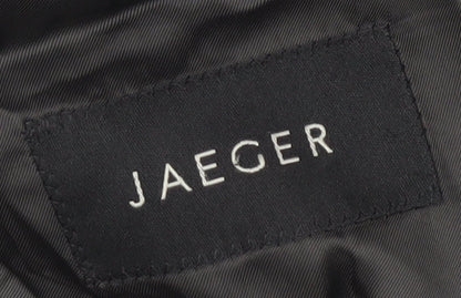Close-up detail of Jaeger Men's Grey Wool Striped Suit Jacket, 38S